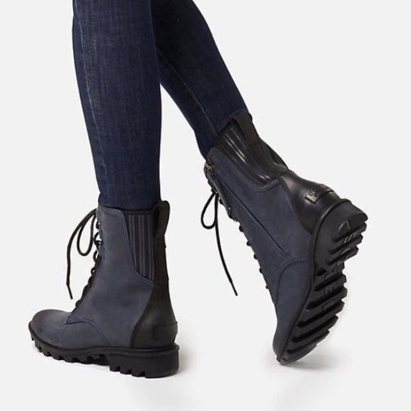 New Sorel Phoenix Waterproof Navy Leather Boot - Picture 3 of 7